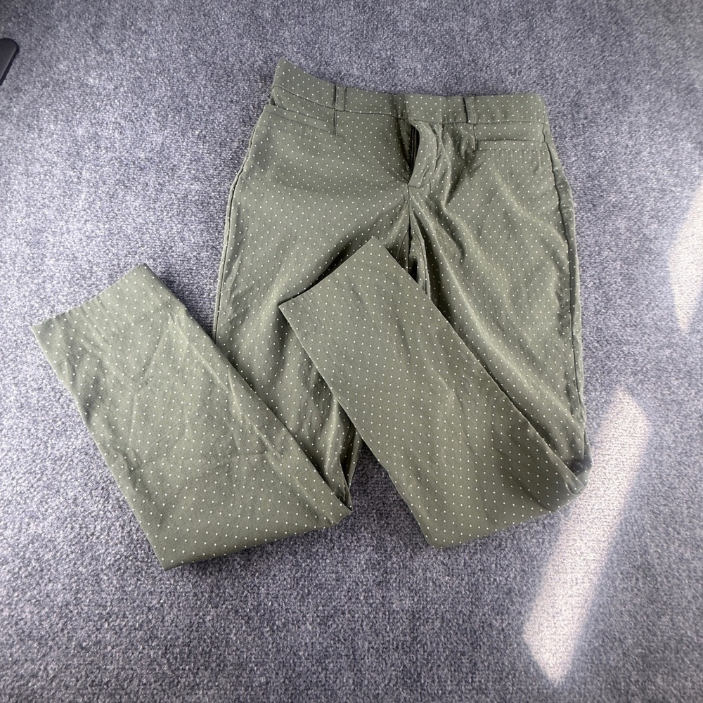 Banana Republic Sloan Olive Green Polka Dot Slim Fit Pants Womens 0 Office Wear